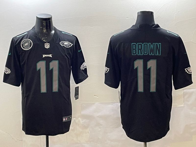 Men Philadelphia Eagles #11 Brown Black 2025 Nike Vapor Limited NFL Jersey style 2261